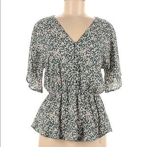 Sienna Sky Green Beige Button Down Blouse S